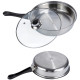 Комплект готварски съдове от инокс 12 части: 5 тенджери, тиган и стъклени капаци (16-24 см) 6