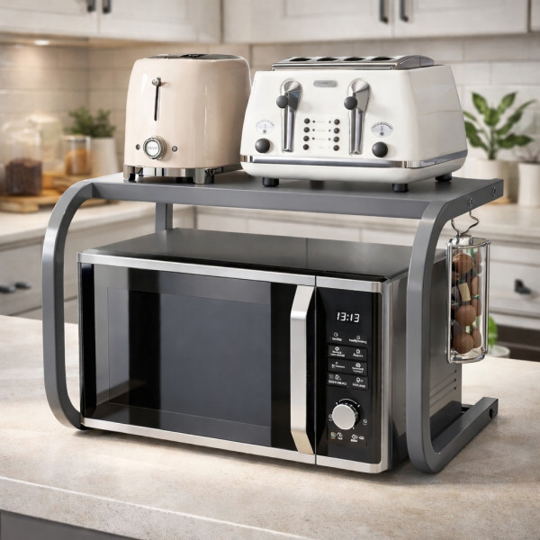 Поставка органайзер за микровълнова фурна, многофункционална, изработена от метал - сива 1