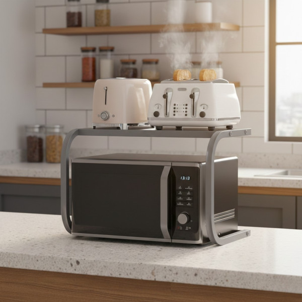 Поставка органайзер за микровълнова фурна, многофункционална, изработена от метал - сива