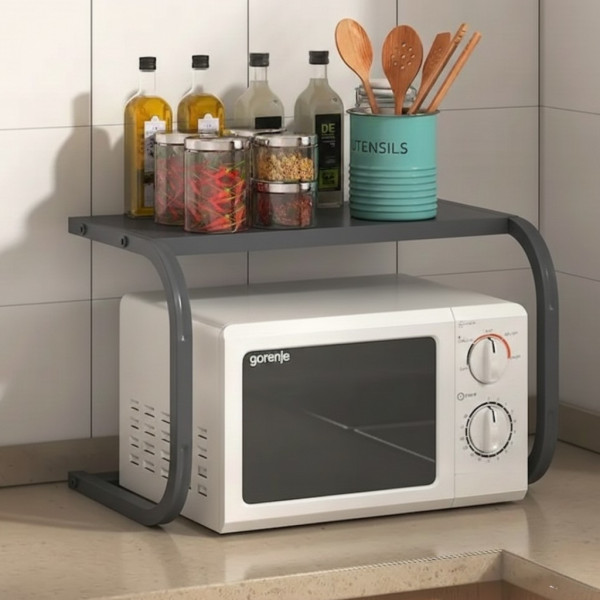 Поставка органайзер за микровълнова фурна, многофункционална, изработена от метал - сива 3