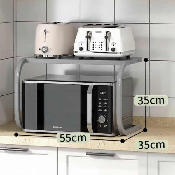 Поставка органайзер за микровълнова фурна, многофункционална, изработена от метал - сива 4