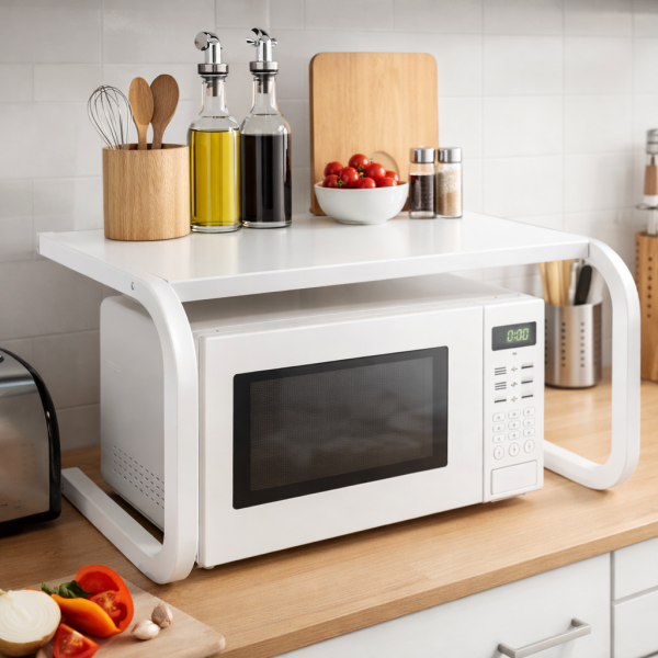 Поставка органайзер за микровълнова фурна, многофункционална, изработена от метал - бяла 1