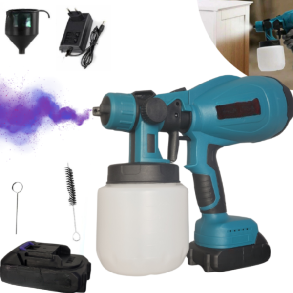 Акумулаторен и безжичен пистолет за боядисване с 2 батерии 21V 6