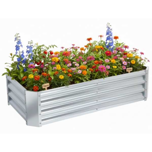 Метална поцинкована леха за зеленчуци и цветя - здрава и устойчива 140 х 60 х 30см