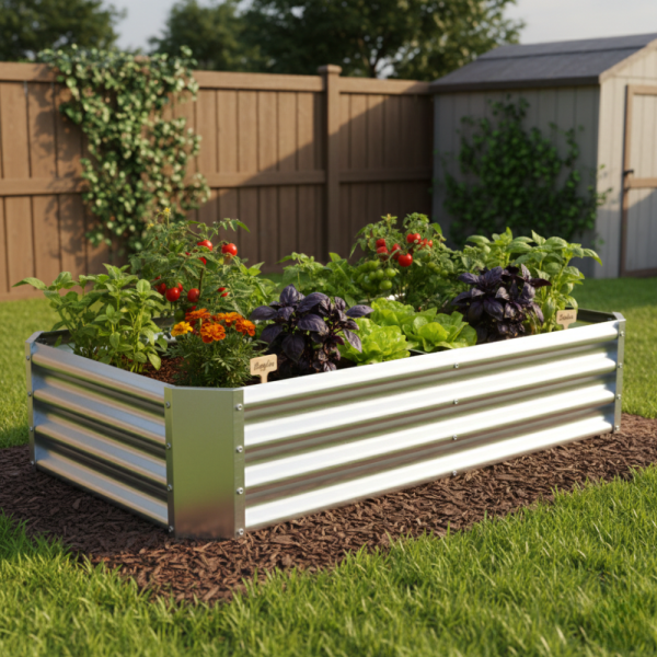 Метална поцинкована леха за зеленчуци и цветя - здрава и устойчива 140 х 60 х 30см 1