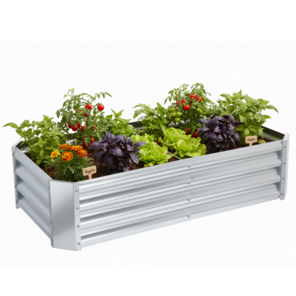 Метална поцинкована леха за зеленчуци и цветя - здрава и устойчива 140 х 60 х 30см