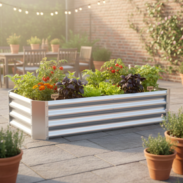 Метална поцинкована леха за зеленчуци и цветя - здрава и устойчива 140 х 60 х 30см