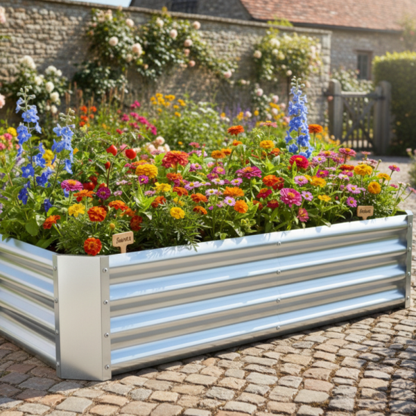 Метална поцинкована леха за зеленчуци и цветя - здрава и устойчива 140 х 60 х 30см 4