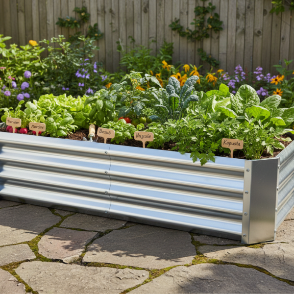 Леха за зеленчуци и цветя метална - поцинкована 240 х 120 х 30см