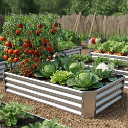 Леха за зеленчуци и цветя метална - поцинкована 240 х 120 х 30см