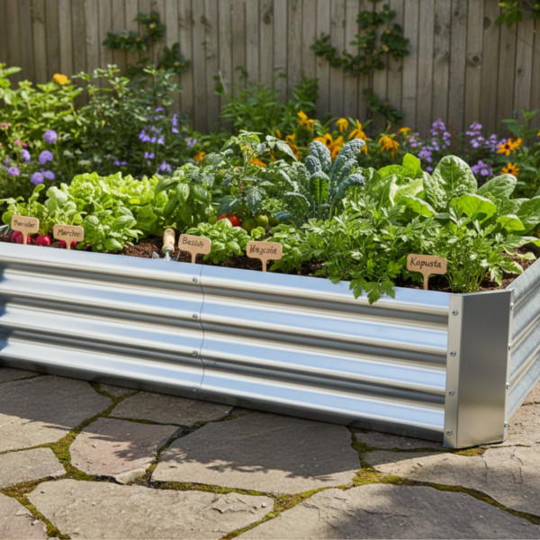 Леха за зеленчуци и цветя метална - поцинкована 240 х 120 х 30см