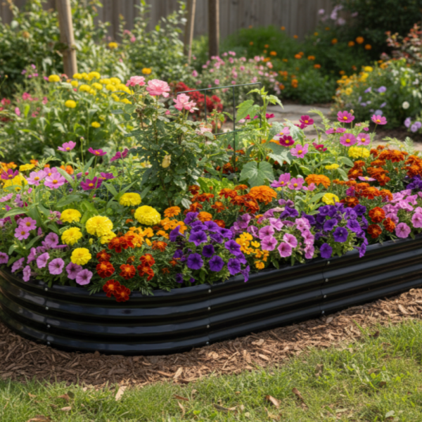 Овална леха за зеленчуци и цветя - модерна форма и здрава конструкция 240 х 120 х 30см