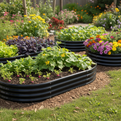 Овална леха за зеленчуци и цветя - модерна форма и здрава конструкция 240 х 120 х 30см