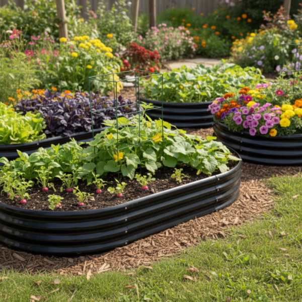 Овална леха за зеленчуци и цветя - модерна форма и здрава конструкция 240 х 120 х 30см