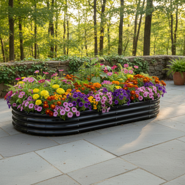 Овална леха за зеленчуци и цветя - модерна форма и здрава конструкция 240 х 120 х 30см 3