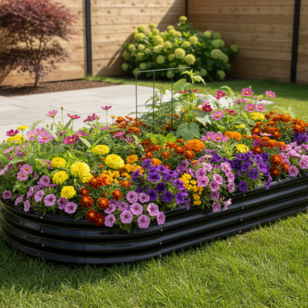 Овална леха за зеленчуци и цветя - модерна форма и здрава конструкция 240 х 120 х 30см