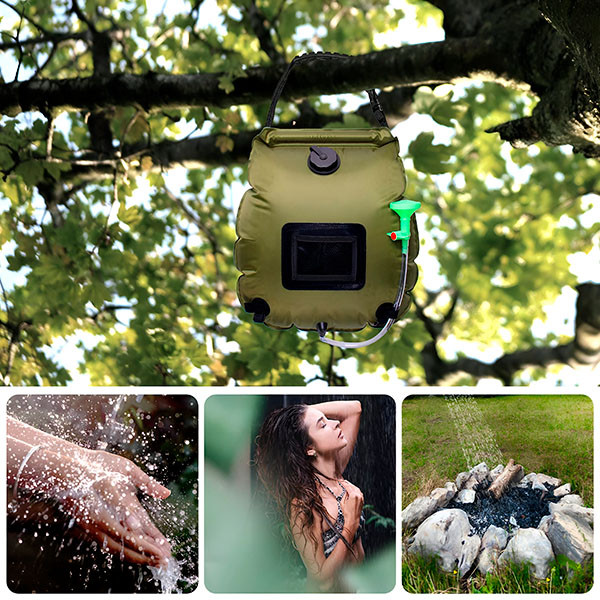 Преносим соларен къмпинг душ 20L с вграден термометър, сгъваем дизайн и подсилена дръжка