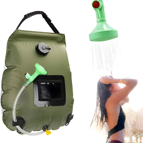 Преносим соларен къмпинг душ 20L с вграден термометър, сгъваем дизайн и подсилена дръжка 4