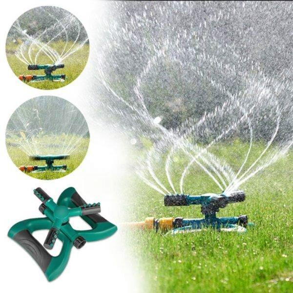 Градинска пръскачка за трева 360°, въртяща се с 3 рамена, покритие 80 м², ABS