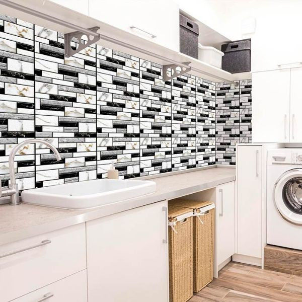 Самозалепващи 3D стикери за стена – Имитация на мрамор, 30x30 см (10 броя) 4