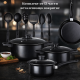 Комплект съдове за готвене от 13 части,незалепващо покритие,за използване на индукционни котлони и печки DJ38 2
