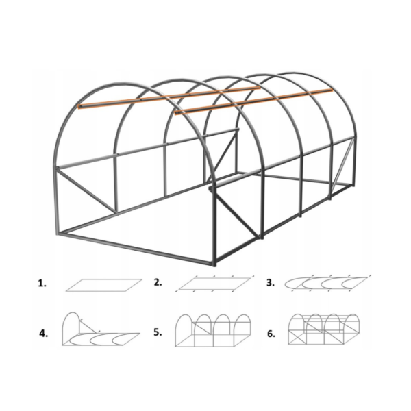 Градинска четирисегментна оранжерия 4х2,5х2 метра- професионална защита за вашите култури 9