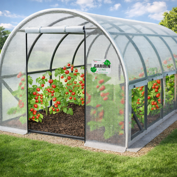 Градинска четирисегментна бяла оранжерия - модерен и ярък дизайн - 6 х 3 х 2м 2