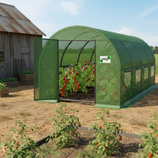 Градинска оражнерия с врата на панти - здрава и стабилна конструкция 6 х 3 х 2м