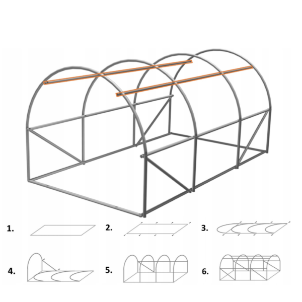 Градинска оранжерия 3 сегментова с допълнителна вентилация 3 х 2 х 2м