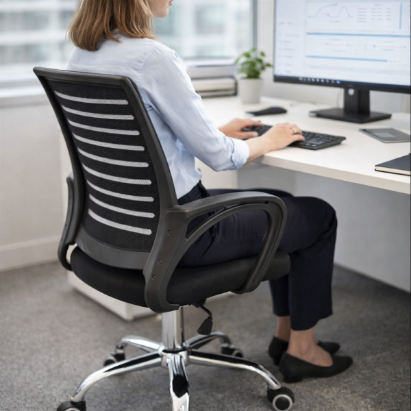 Въртящ се офис стол - регулируема височина и ергономични подлакътници 2