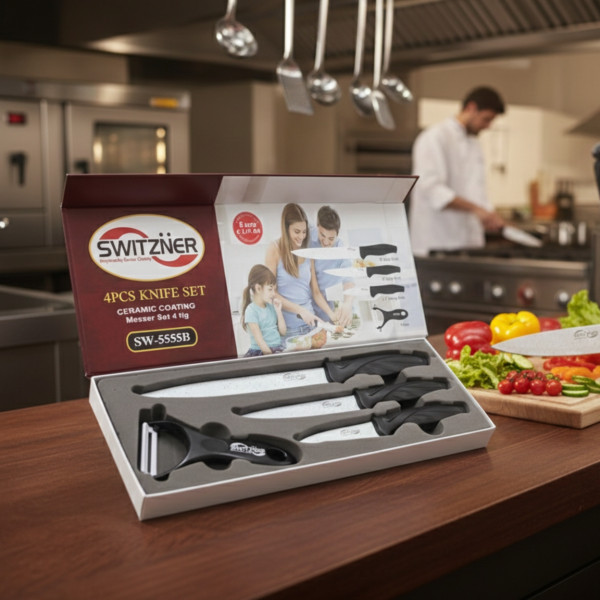 Комплект ножове Switzner от 4 части с керамично покритие и ергономични силиконови дръжки – Стил и прецизност в кухнята 5