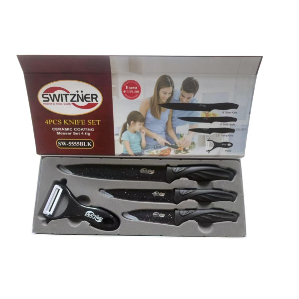Комплект ножове Switzner от 4 части с керамично покритие и ергономични силиконови дръжки – Стил и прецизност в кухнята 7