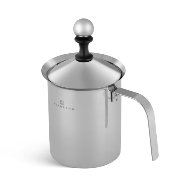 Ръчен уред за разпенване на мляко Edenberg, неръждаема стомана, мерителна скала, 400мл / 800мл