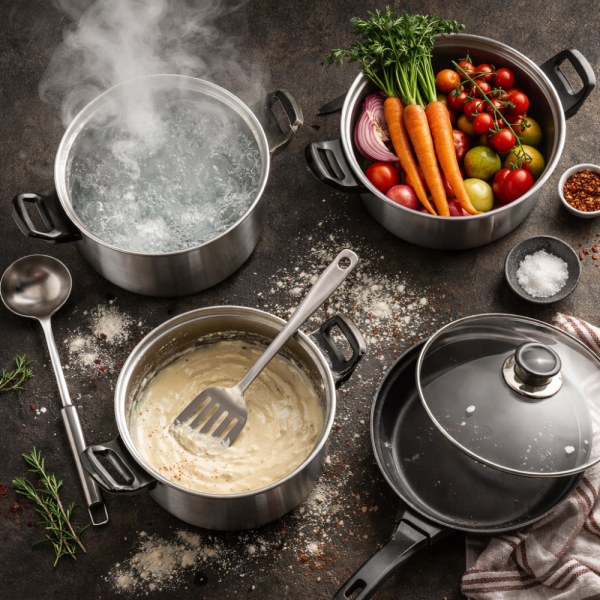 Комплект тенджери и аксесоари от 11 части - издръжливи и устойчиви