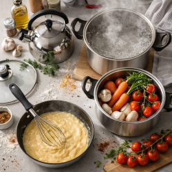 Комплект тенджери и аксесоари от 11 части - издръжливи и устойчиви