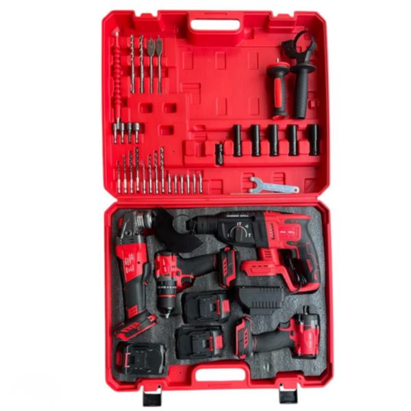 Комплект 4 в 1 акумулаторен перфоратор, гайковерт, винтоверт и ъглошлайф 36V 8A