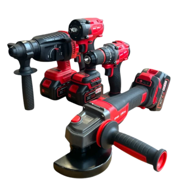 Комплект 4 в 1 акумулаторен перфоратор, гайковерт, винтоверт и ъглошлайф 36V 8A