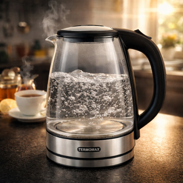 Електрическа кана Termomax TK3011, 1500W, 1.8 л, стъклена