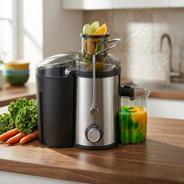 Сокоизстисквачка Muhler MJ-600S, 600W, Корпус и цедка от неръждаема стомана, 2 скорости + Turbo, 0.5 л чаша