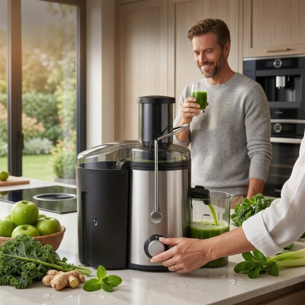 Сокоизстисквачка Muhler MJ-600S, 600W, Корпус и цедка от неръждаема стомана, 2 скорости + Turbo, 0.5 л чаша