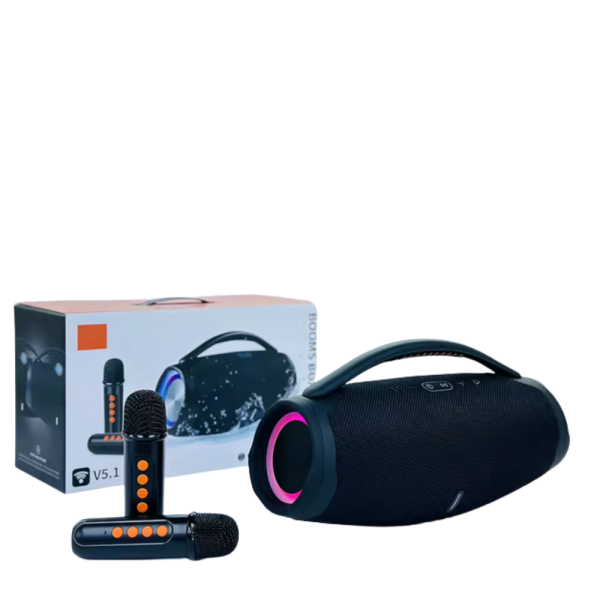 Преносима караоке тонколона с 2 микрофона B21 BOOMBOX - мощен звук и RGB Led осветление 6