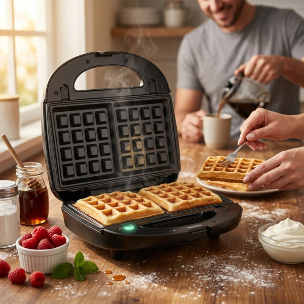 Уред за сандвичи и гофрети 2в1 Muhler MH-899D, грил плочa/ белгийска гофрета