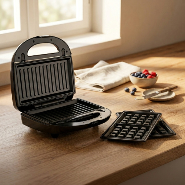 Уред за сандвичи и гофрети 2в1 Muhler MH-899D, грил плочa/ белгийска гофрета