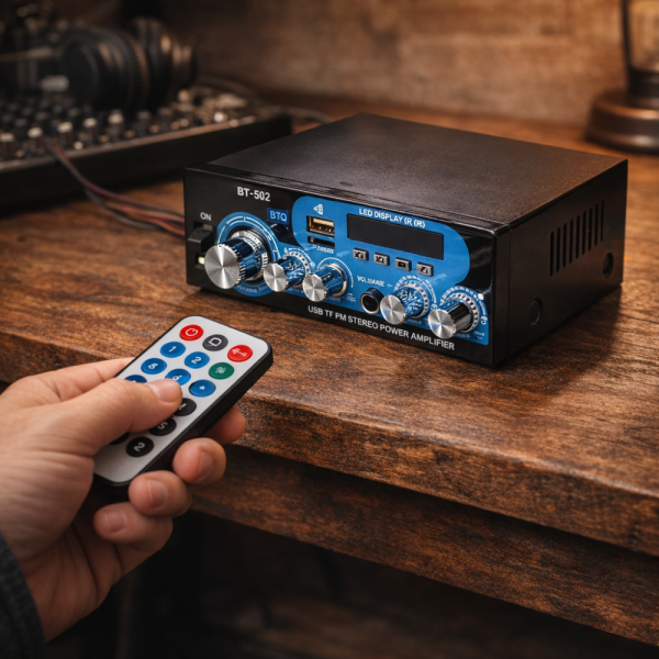 Аудио усилвател с МР3 плейър, LCD дисплей и дистанционно управление – 30W+30W