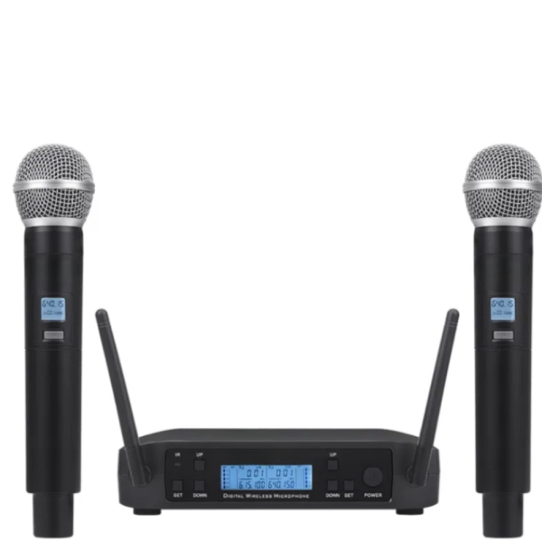 Комплект 2 броя безжични микрофони и UHF приемник с дисплей GLXD4