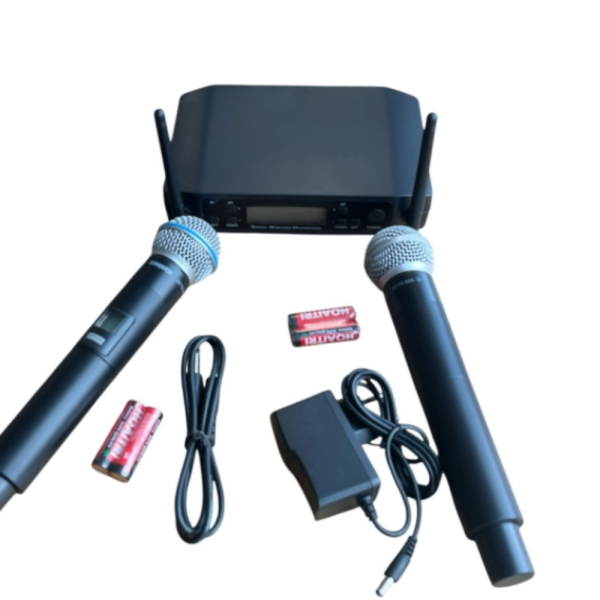 Комплект 2 броя безжични микрофони и UHF приемник с дисплей GLXD4 7