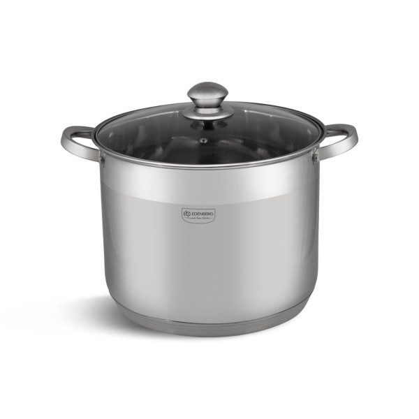 Комплект тенджери от неръждаема стомана, 10 части, Индукция, Многослойно дъно, Капаци от закалено стъкло