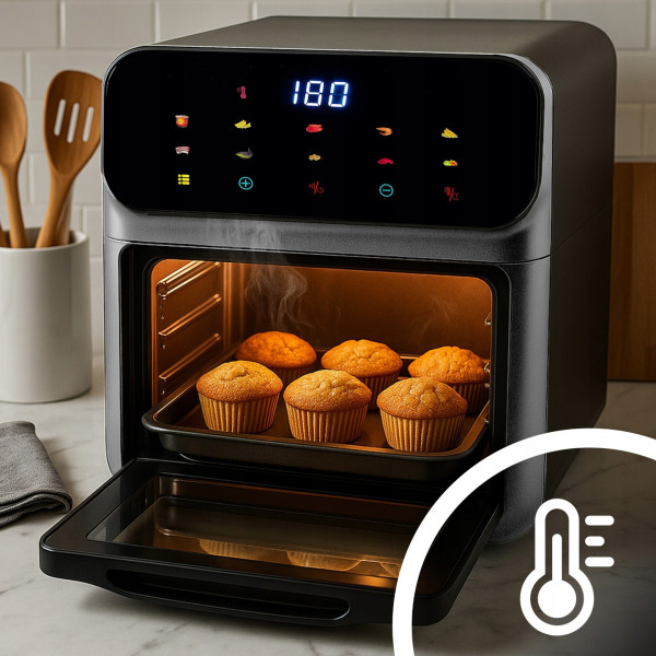 Еър фрайър и фурна 2-в-1, XXL Капацитет 8,5L, 1350W, 10 Програми, LED Тъч дисплей 4