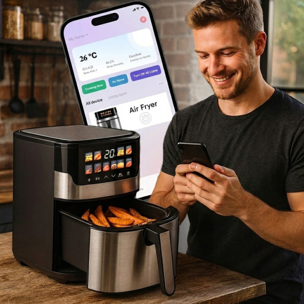 Смарт Еърфрайър Retoo, 2200W, XXL 6.5л, Wi-Fi Tuya App, 10 Програми, Неръждаема стомана 1