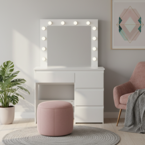 Тоалетка с голямо Led огледало - перфектна за всеки интериор